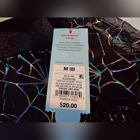 Cat & Jack Girls Black Metallic Rainbow Tulle Spiderweb Halloween Skirt M(8) NWT - Picture 3 of 6